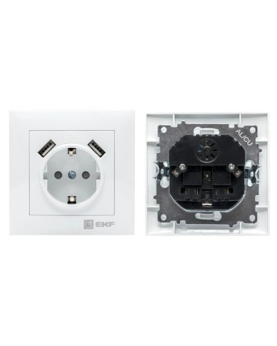 Валенсия розетка 1-местная с/з 16А (EWR16-028-10-2USB). Розетка 1-местная с/з 16А. EKF в Альметьевске