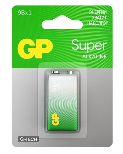 GP Super Alkaline 9V Крона (GP 1604AA21-5CRSBC1), БЛИСТЕР. Алкалиновая батарейка. GP Batteries в Альметьевске