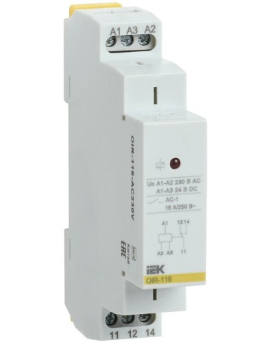 Реле промежуточное модульное OIR 1 контакт 16А 230В AC (OIR-116-AC230V). Реле промежуточное модульное. IEK в Альметьевске