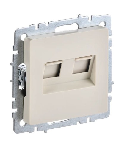 Розетка RJ45 РК10-2-БрКр кат.5E, бежевый BRITE (BR-K20-1-K10). Розетка компьютерная двойная. IEK в Альметьевске