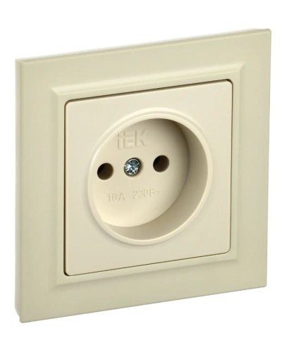 Розетка без з/к в сборе РСР10-1-0-БрКр бежевый BRITE (BR-R10-10-K10-F). Розетка без заземления без защитных шторок. IEK в Альметьевске