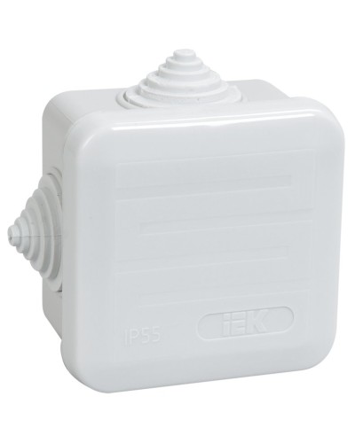 Коробка распаячная КМ41236 70х70х40 открытой проводки IP44 4 гермоввода серая (UKOZ11-070-070-040-K41-44). Коробка распаячная безгалогенная (HF) с защелкивающейся крышкой. IEK в Альметьевске
