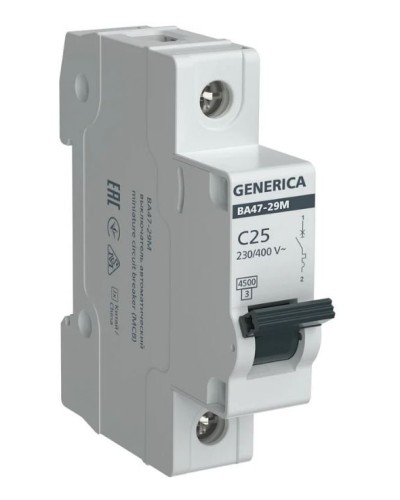 GENERICA ВА47-29М 1P C 25А 4,5кА (MVA21-1-025-C-G). Автоматический выключатель. IEK в Альметьевске
