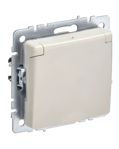 Розетка с з/к РСбш10-3-БрКр бежевый BRITE (BR-R16-16-K10). Розетка с заземлением с защитными шторками и крышкой. IEK в Альметьевске