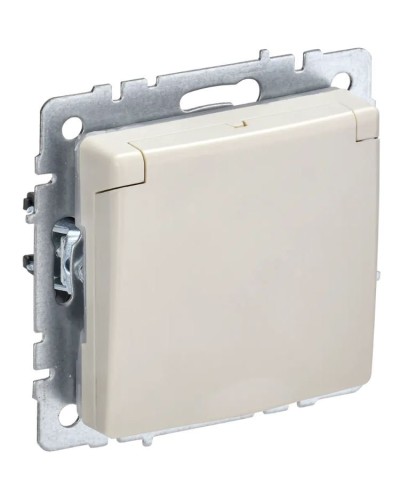 Розетка с з/к РСбш10-3-44-БрКр бежевый BRITE (BR-R16-16-44-K10). Розетка с заземлением с защитными шторками и крышкой. IEK в Альметьевске