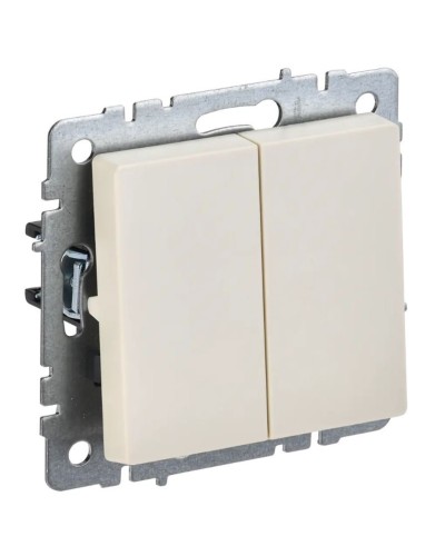 Выключатель 2-клавишный проходной ВС10-2-6-БрКр бежевый BRITE (BR-V22-0-10-K10). Выключатель. IEK в Альметьевске