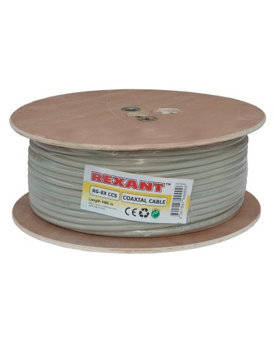 RG-8X, 50 Ом, CCS/Al/A, 75% (01-2021). Кабель коаксиальный радиочастотный. Rexant в Альметьевске