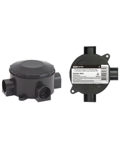 Распаячная коробка ОП D80х35мм, IP42, 3-х рожковая, черная TDM (SQ1401-4054). Распаячная коробка ОП. TDM ЕLECTRIC в Альметьевске