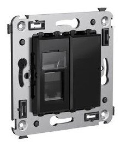 Розетка RJ-45 в стену Avanti одинарная черный квадрат (4402463). Розетка компьютерная. ДКС в Альметьевске
