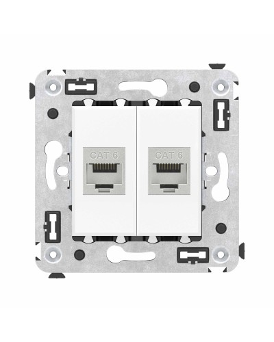 Розетка RJ-45 в стену, кат.6E, Avanti, двойная, белое облако (4400794). Розетка компьютерная модульная. ДКС в Альметьевске