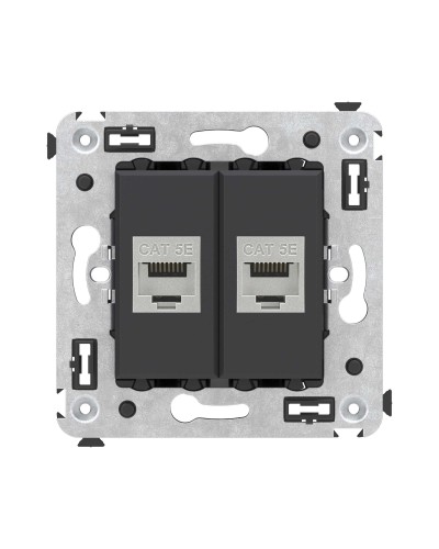Розетка RJ-45 в стену, кат.6E, Avanti, двойная, черная матовая (4412764). Розетка компьютерная. ДКС в Альметьевске