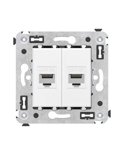 Розетка RJ-45 в стену, кат.5E, Avanti, двойная, белое облако (4400664). Розетка компьютерная. ДКС в Альметьевске